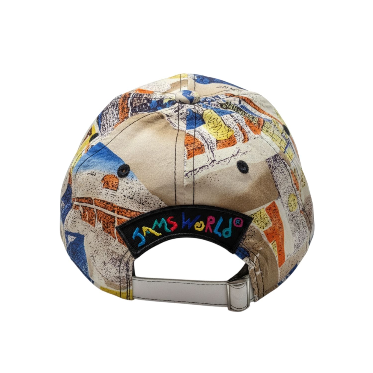 Colorful cap with 'JAM'S WORLD' logo on a white background