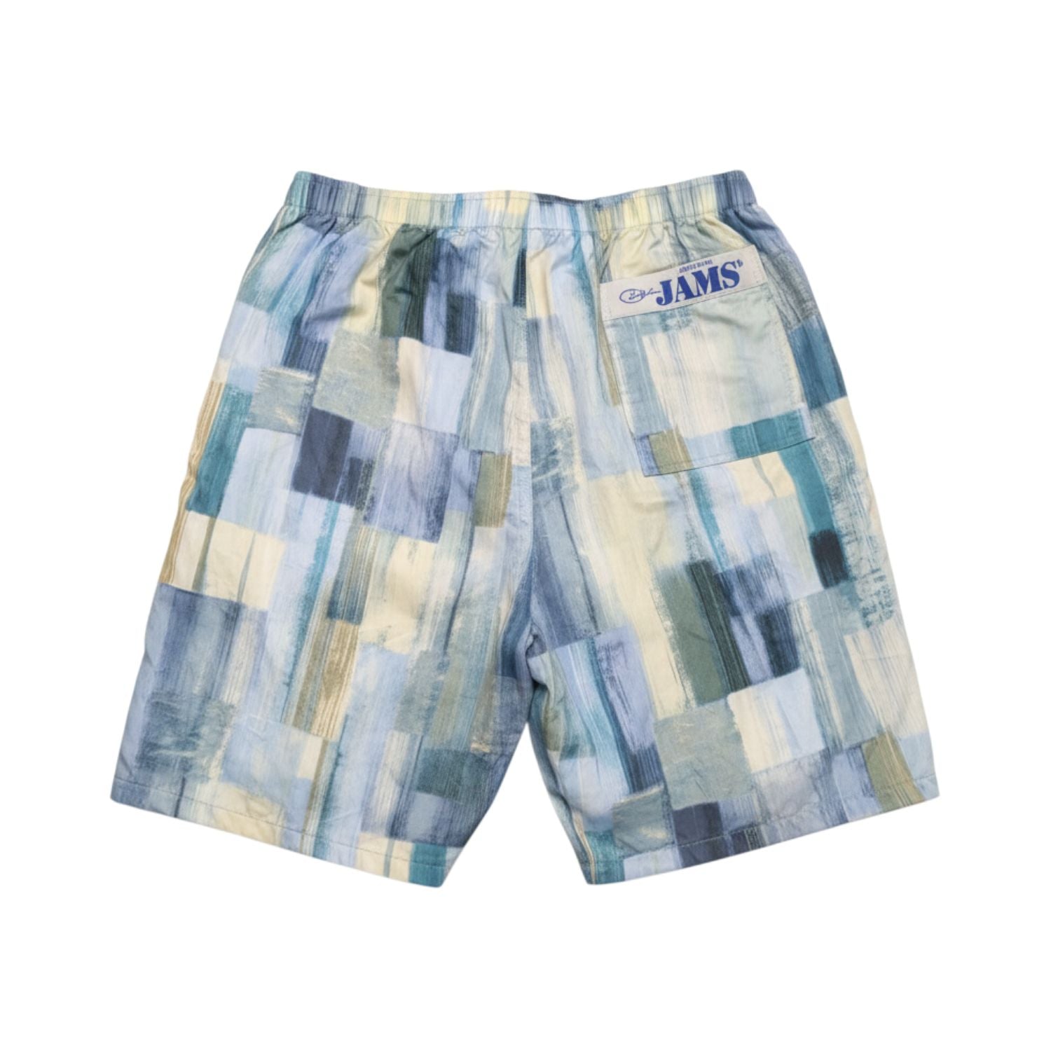 Pantalones cortos a cuadros con el logotipo de la marca visible sobre fondo blanco.