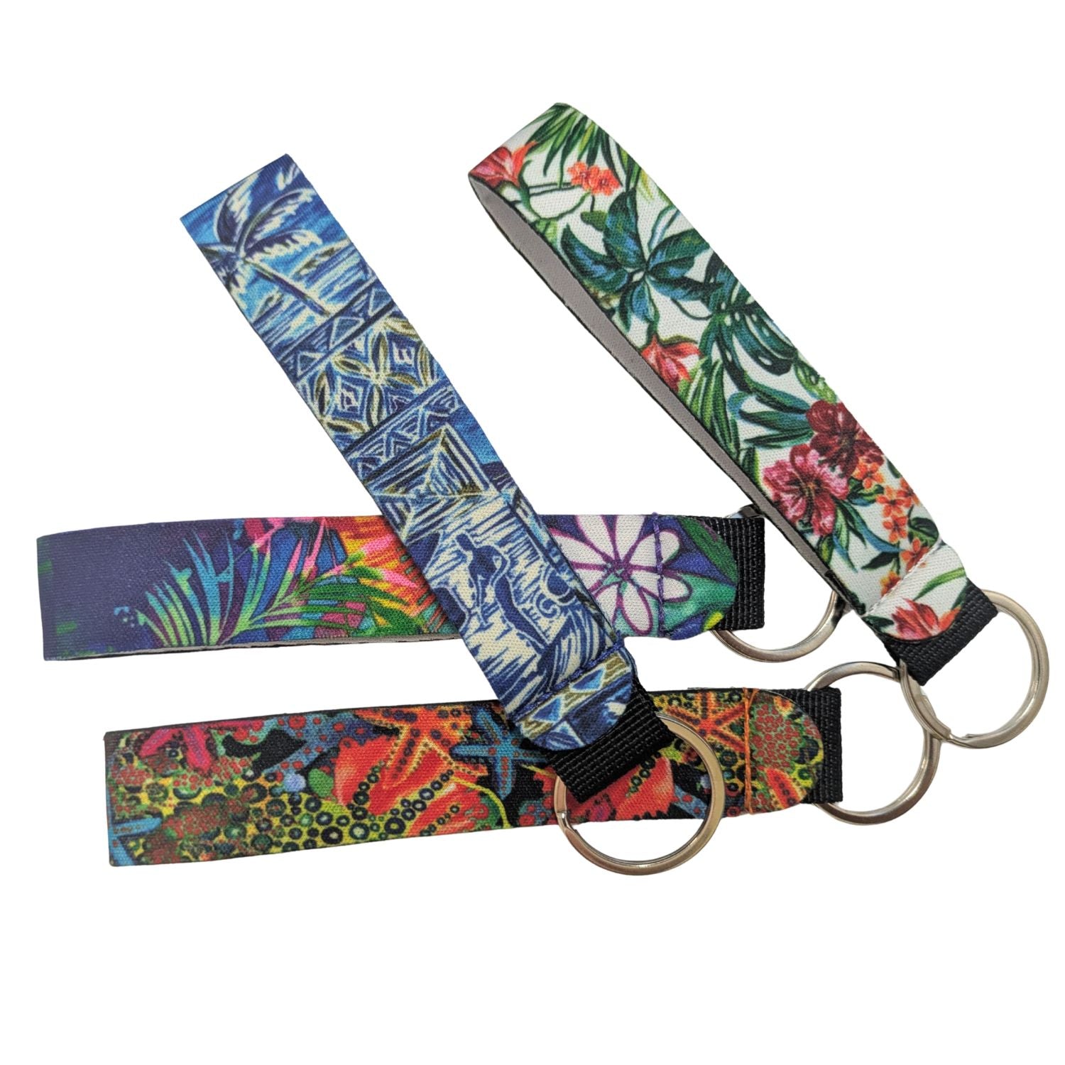 Assorted printed wristlet key chains