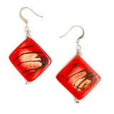 Pendientes Juana de Nuez de Tagua - Coral Amapola