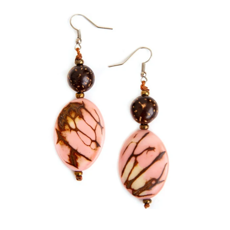 Tagua Nut Lupe Earrings - Pink