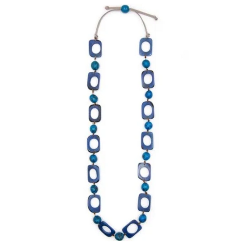 Collar Alejandra de Nuez de Tagua - Azul