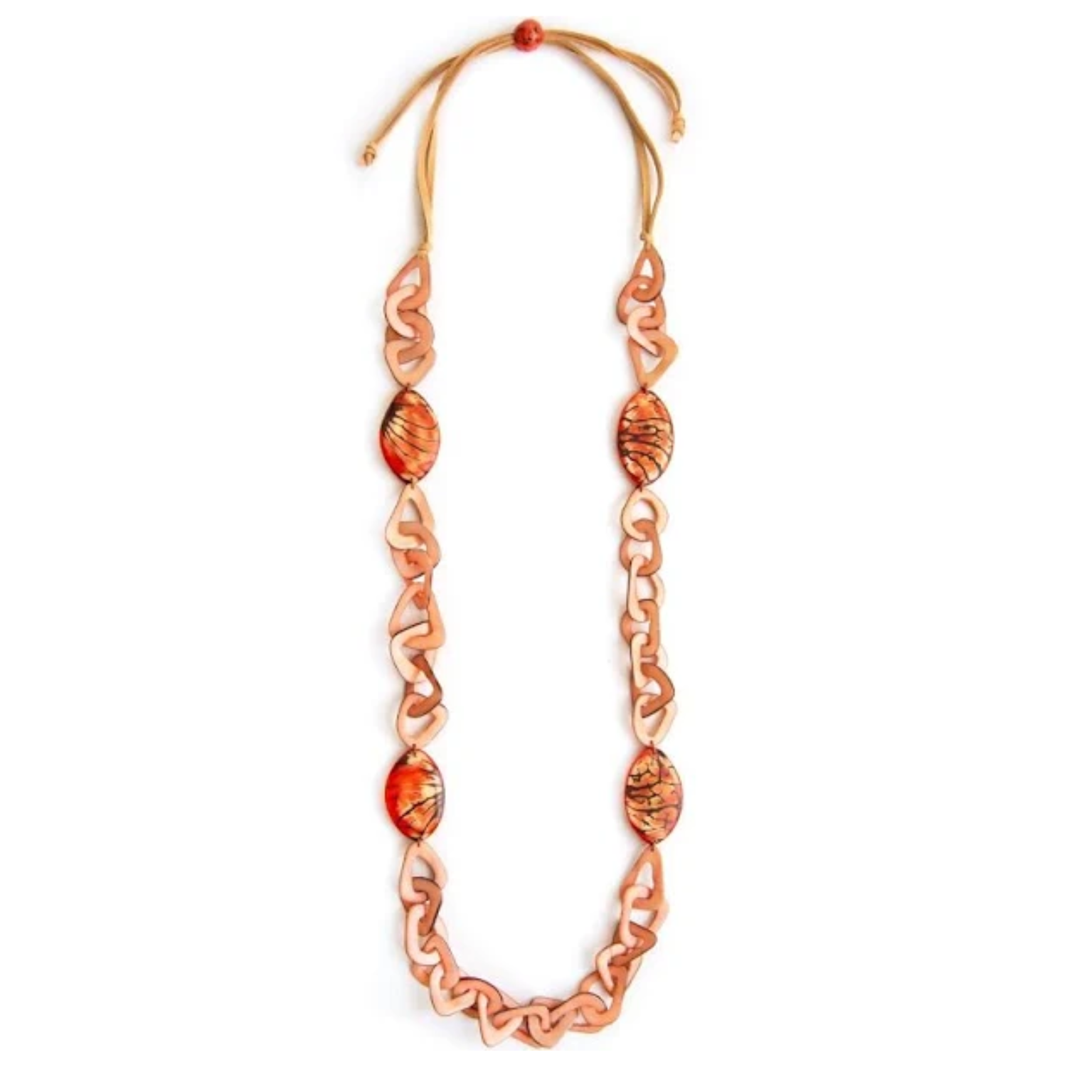 Collier Alidia Noix de Tagua - Coquelicot Corail Rose