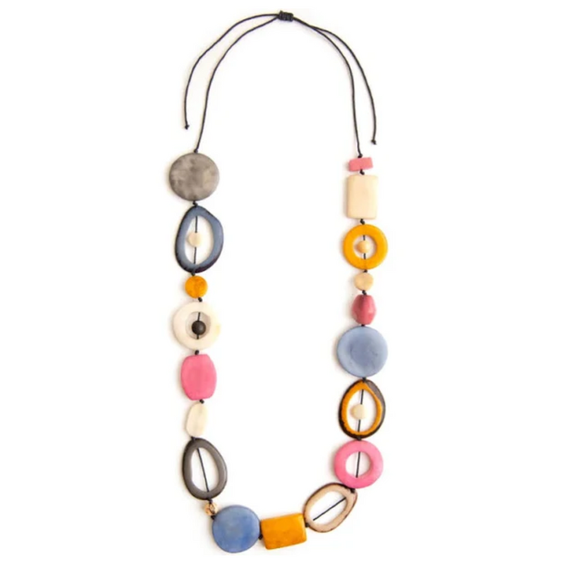 Tagua Nut Elliana Necklace - Biscayne Bay/ Pink Combo