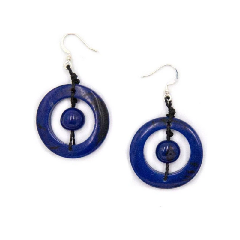 Tagua Nut Lorena Earrings - Royal Blue