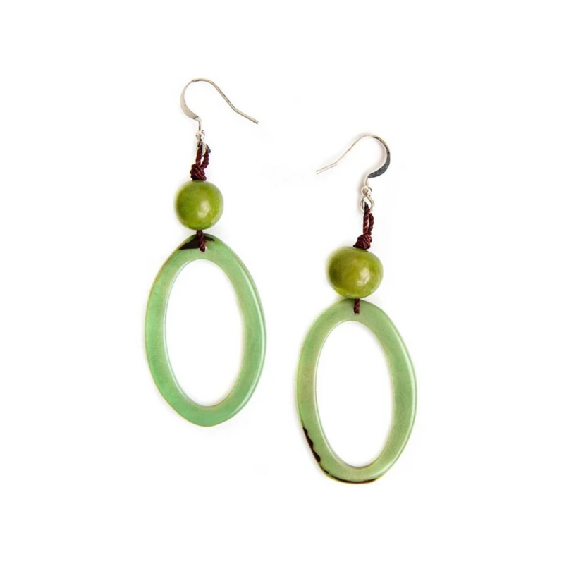 Tagua Nut Ava Earrings - Mint