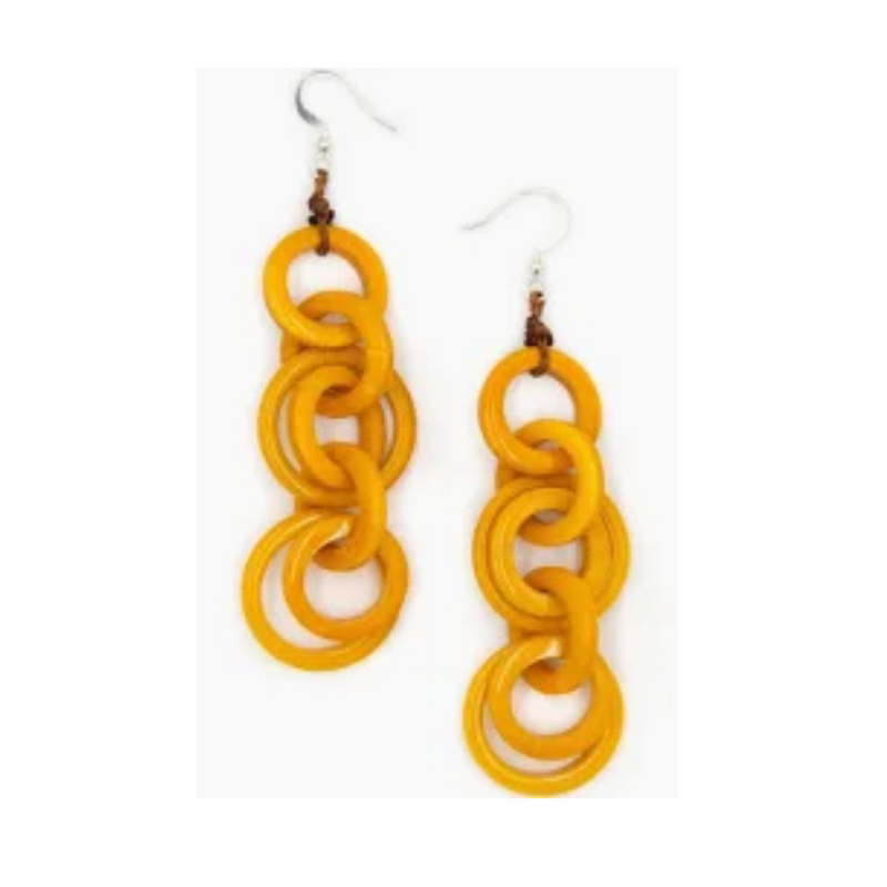 Pendientes Olivia de nuez de Tagua - Amarillo mostaza