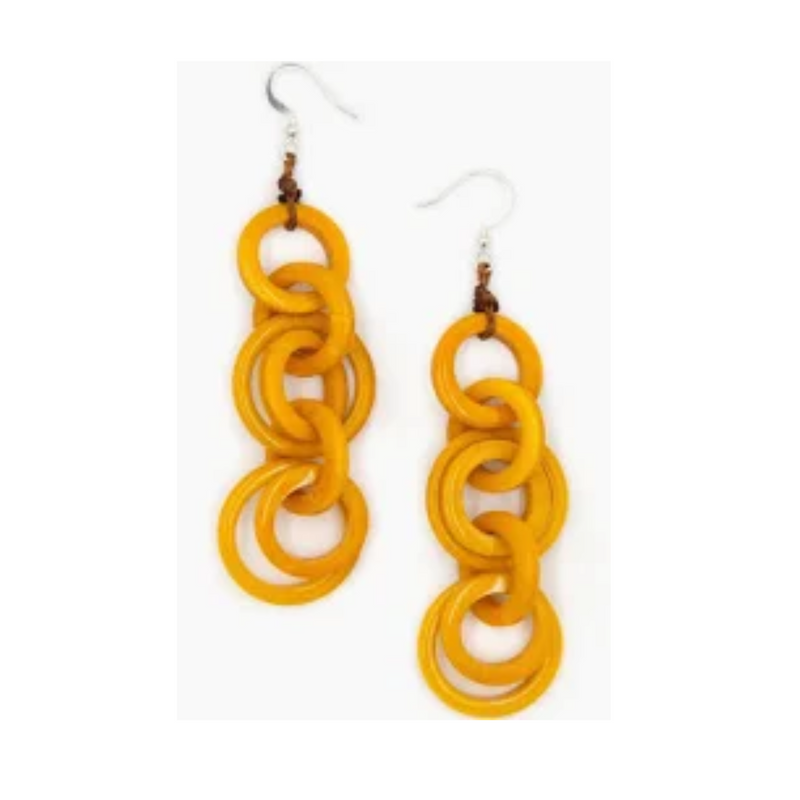 Tagua Nut Olivia Earrings - Mustard Yellow