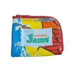 Bolsa colorida con cremallera y etiqueta "Original Jams" sobre fondo blanco.