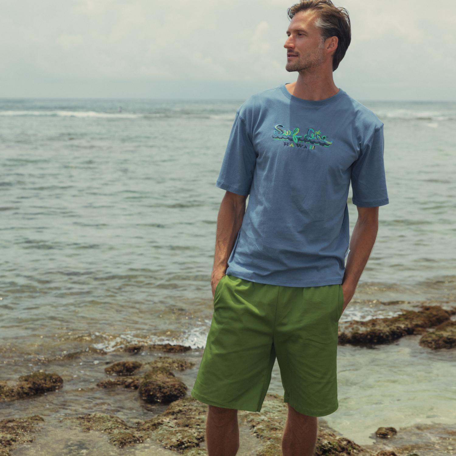 Men's Solid Surf Line Hawaii Embroidered Tee *Support Dakota Briley