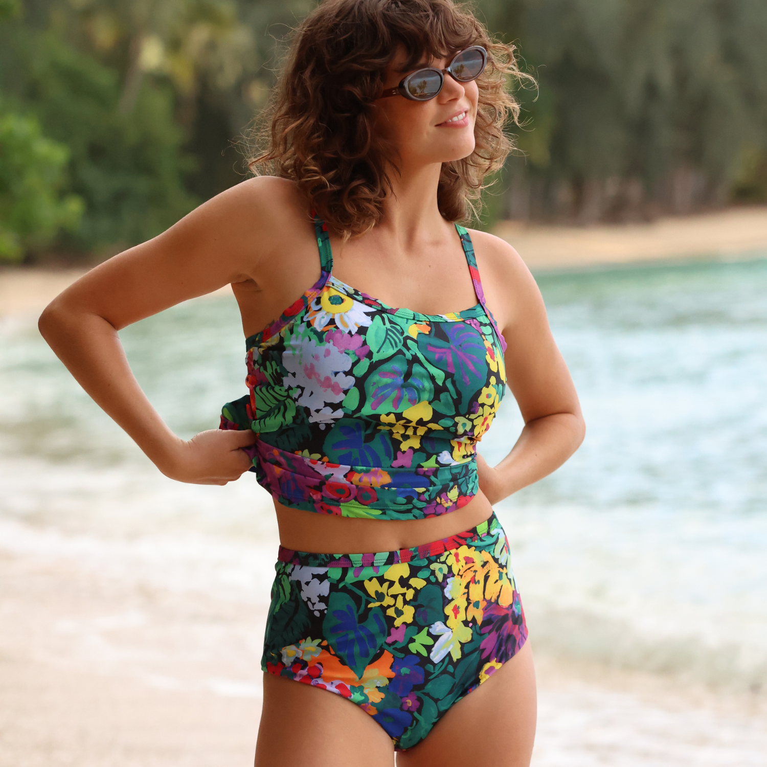 Women's Two Piece Swimsuit Tankini - Fiore Black