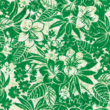 Green floral and leaf pattern on a textured background