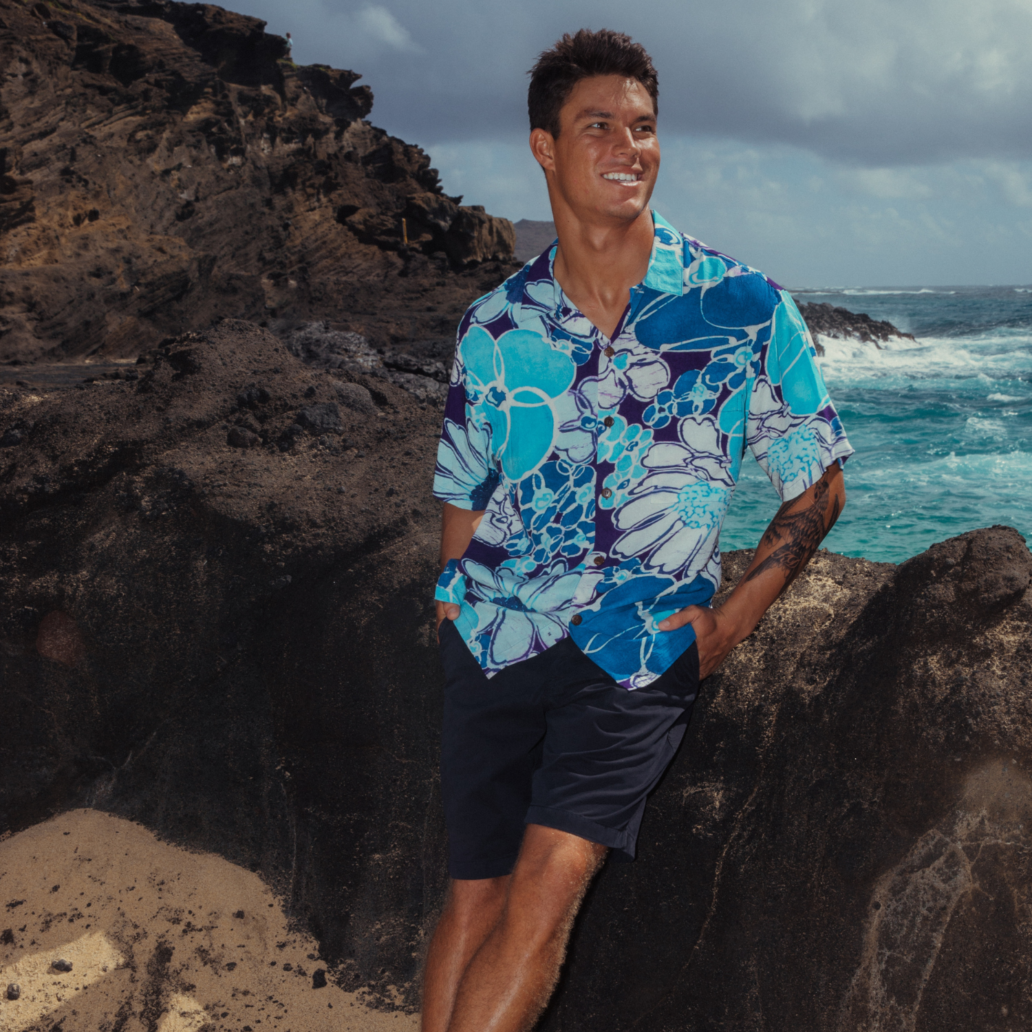 CAMISA RETRO HOMBRE - AZUL FRESCO