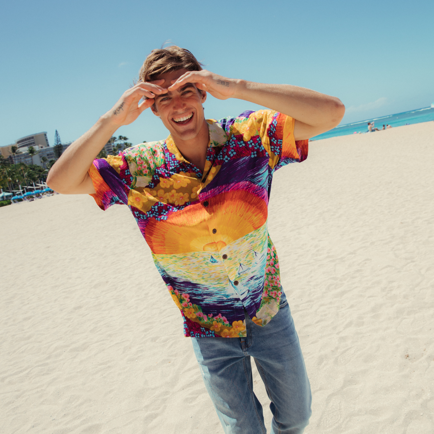 Camicia retrò da uomo - Vela al tramonto