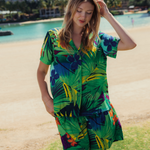 Pantalón corto unisex de rayón Volley - Jungle Palm