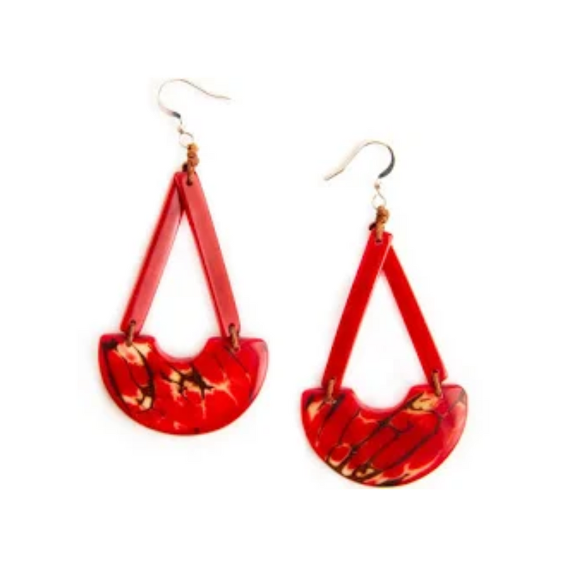 Tagua Nut Josefina Earrings - Red