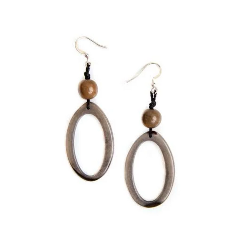 Tagua Nut Ava Earrings - Charcoal Gray