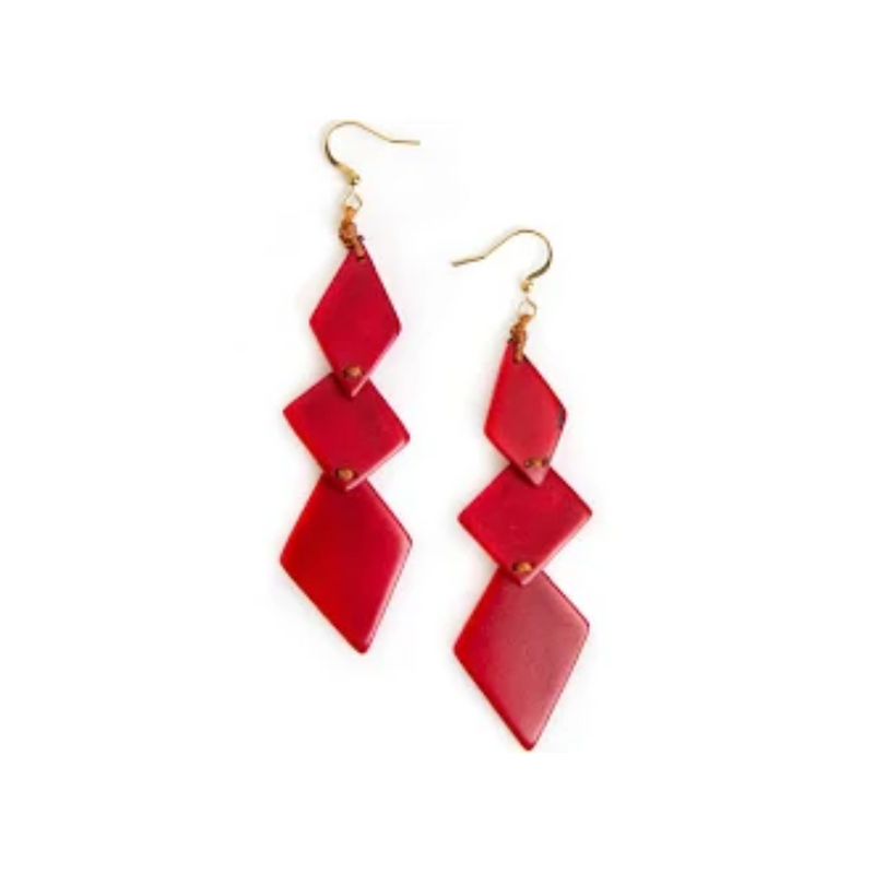 Tagua Nut Rae Earrings - Red