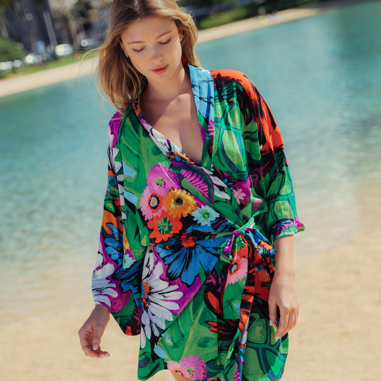 Woman's Spring Short Floral Kimono Robe | KIM+ONO – kimandono.com