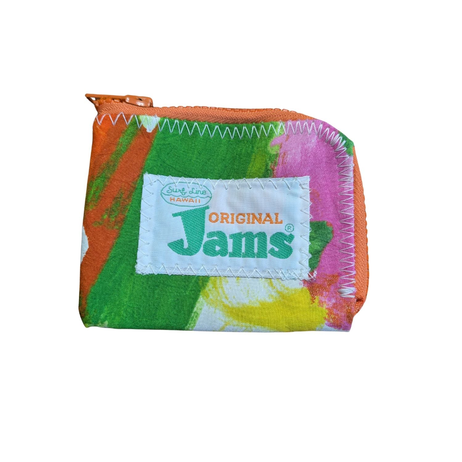 Bolsa de tela colorida con etiqueta 'Original Jams' sobre fondo blanco