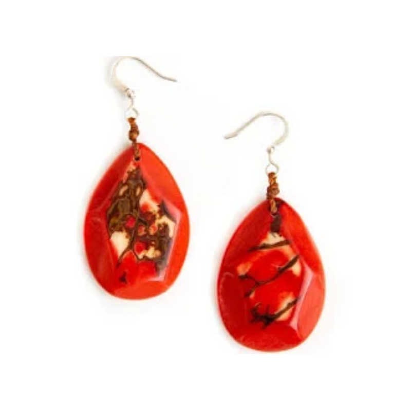 Boucles d'oreilles Tagua Nut Amalia - Coquelicot Corail
