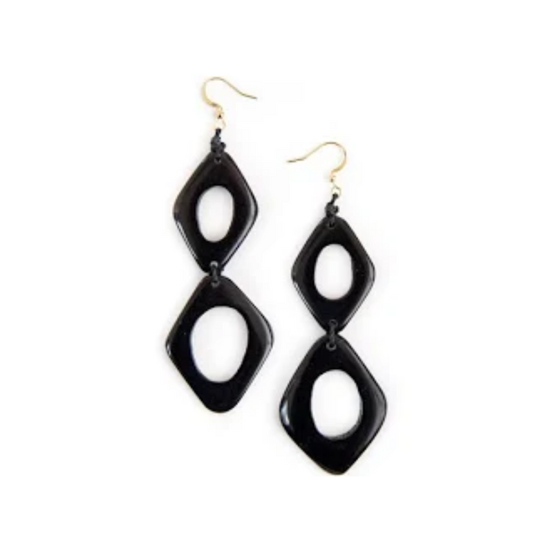 Boucles d'oreilles Tagua Nut Cher - Onyx/Noir