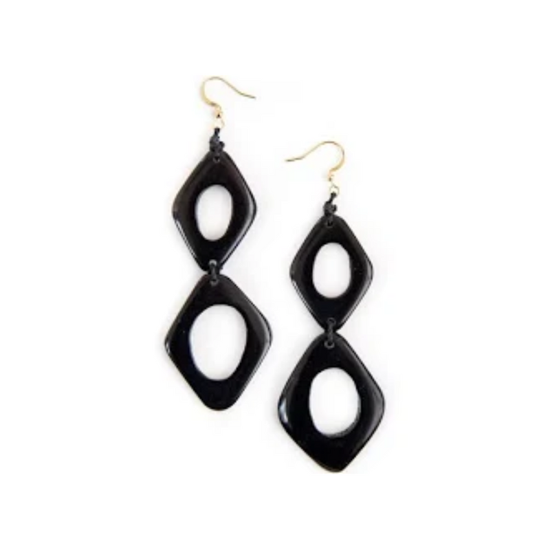 Tagua Nut Cher Earrings - Onyx/Black