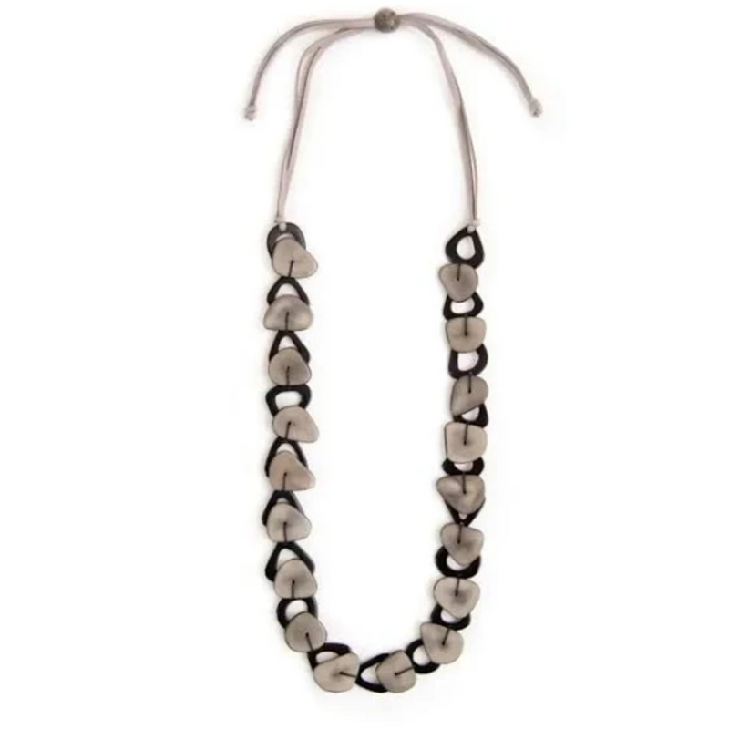 Collar Caroline de nuez de Tagua - Gris carbón negro