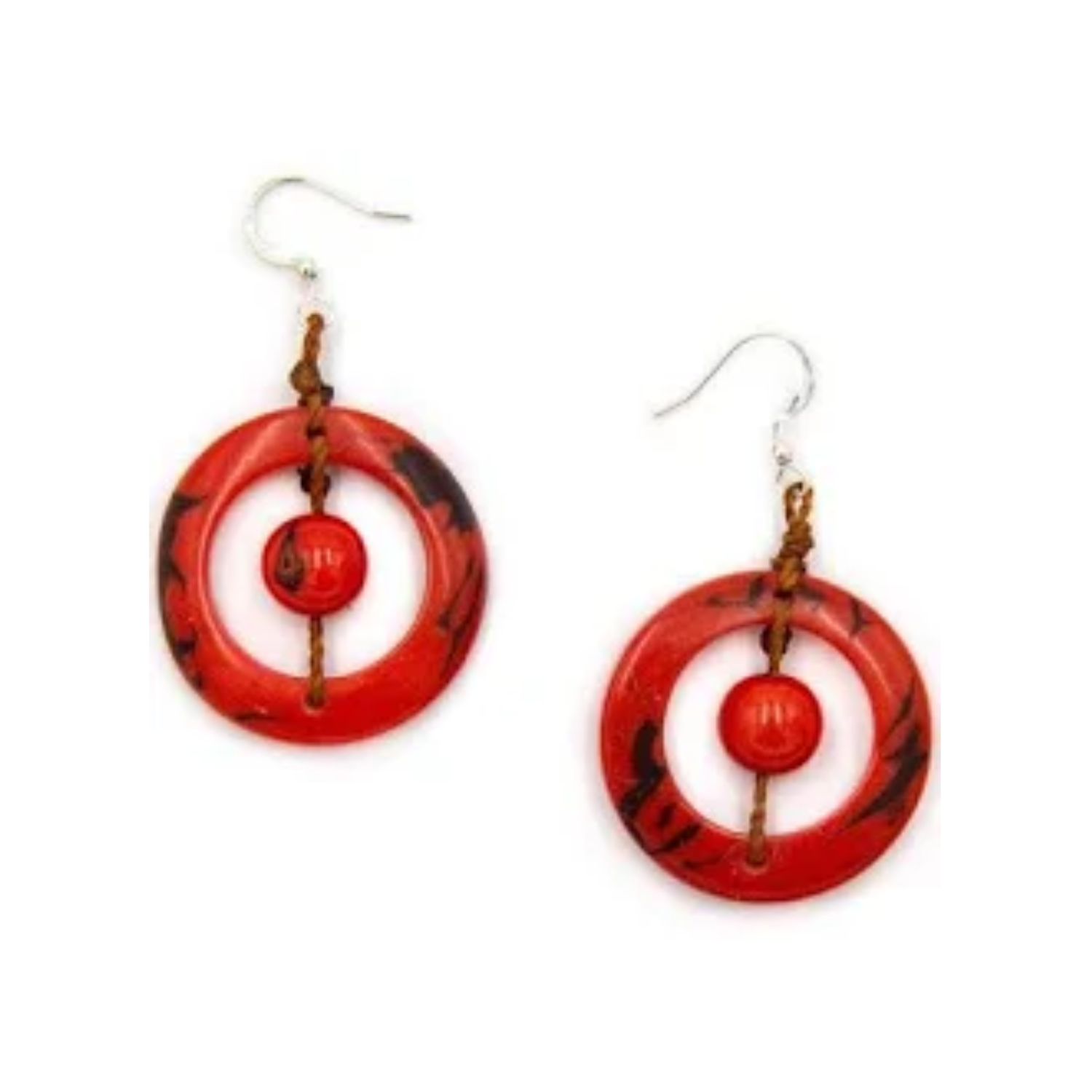 Boucles d'oreilles Lorena Tagua Nut - Coquelicot Corail