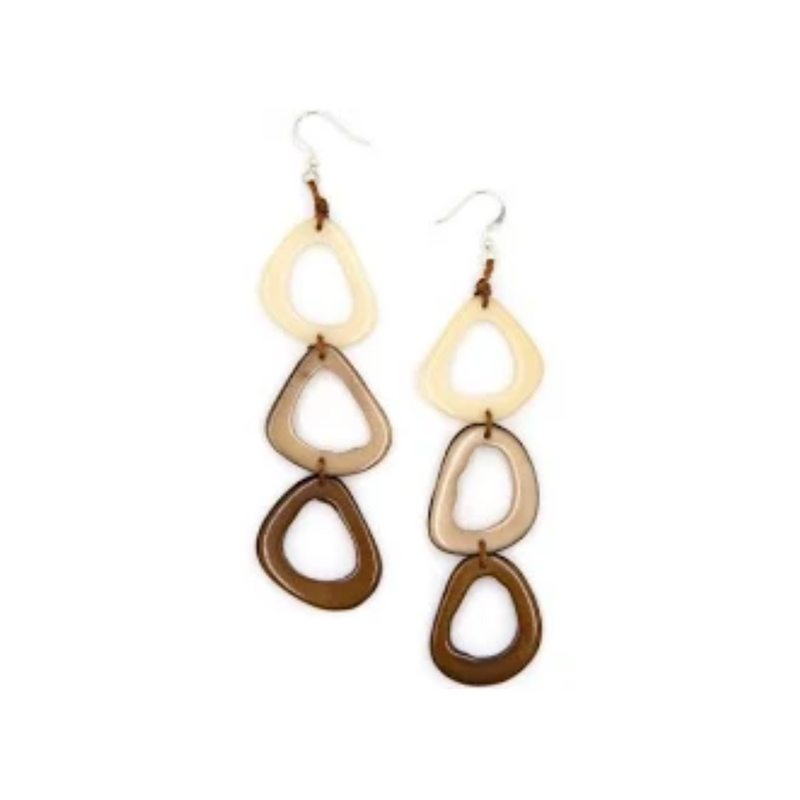 Tagua Nut Margarita Earrings - Ivory Cafe/ Chestnut Brown