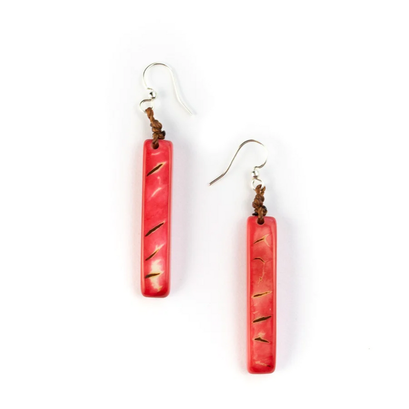 Tagua Nut Amazon Earrings - Poppy Coral