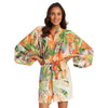 'Akala (Pink) Short Kimono Robe - Monstera