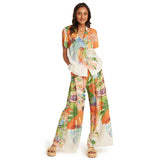 'Akala (Rose) Pantalon long et large - Monstera