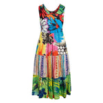 Vestido Largo Volante Mixto - Flower Vibes