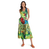 Vestido Largo Mixto Volantes - Jungle Palm