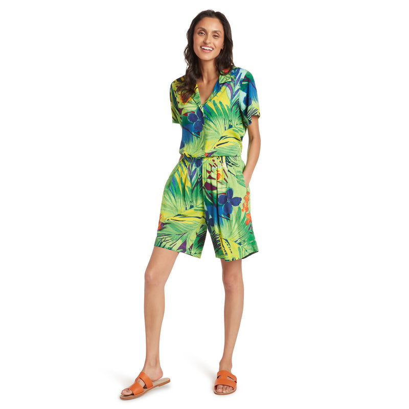 Pantalón corto unisex de rayón Volley - Jungle Palm