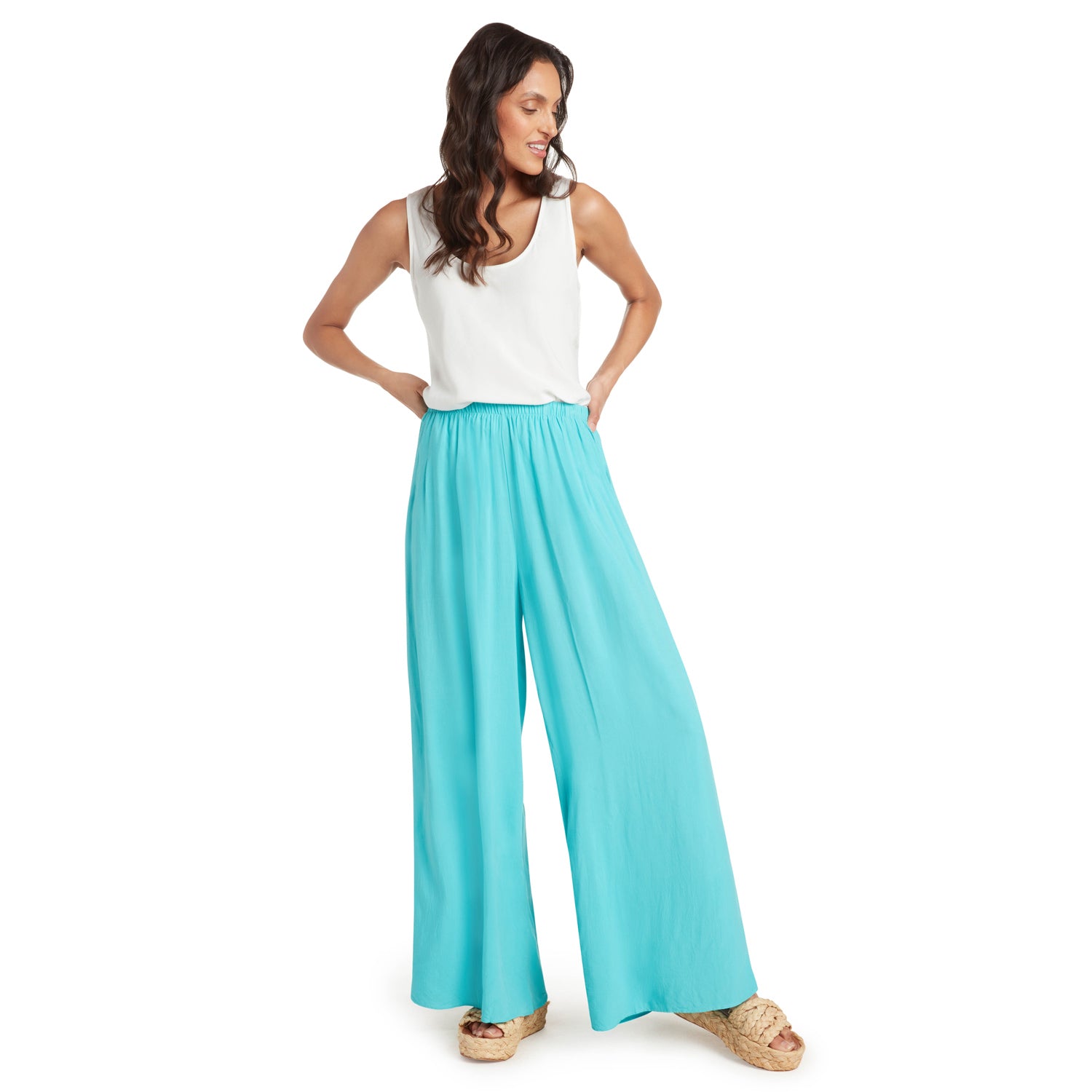 Pantalon large et long uni - Océan