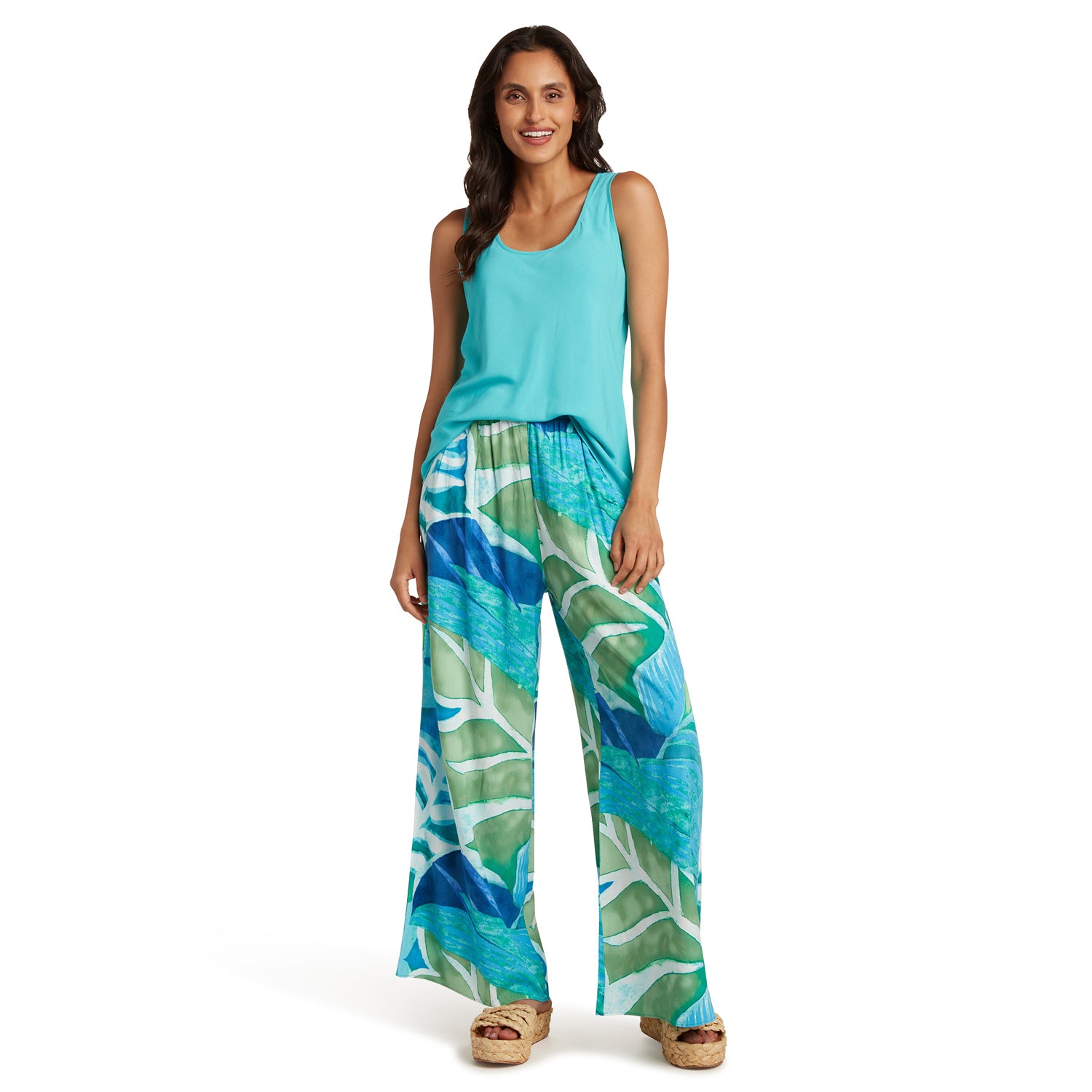Jams World Long Wide Leg Pants Blue Jay