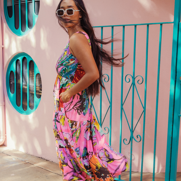 Akala (Pink) Long Ruffle Dress - Marseille