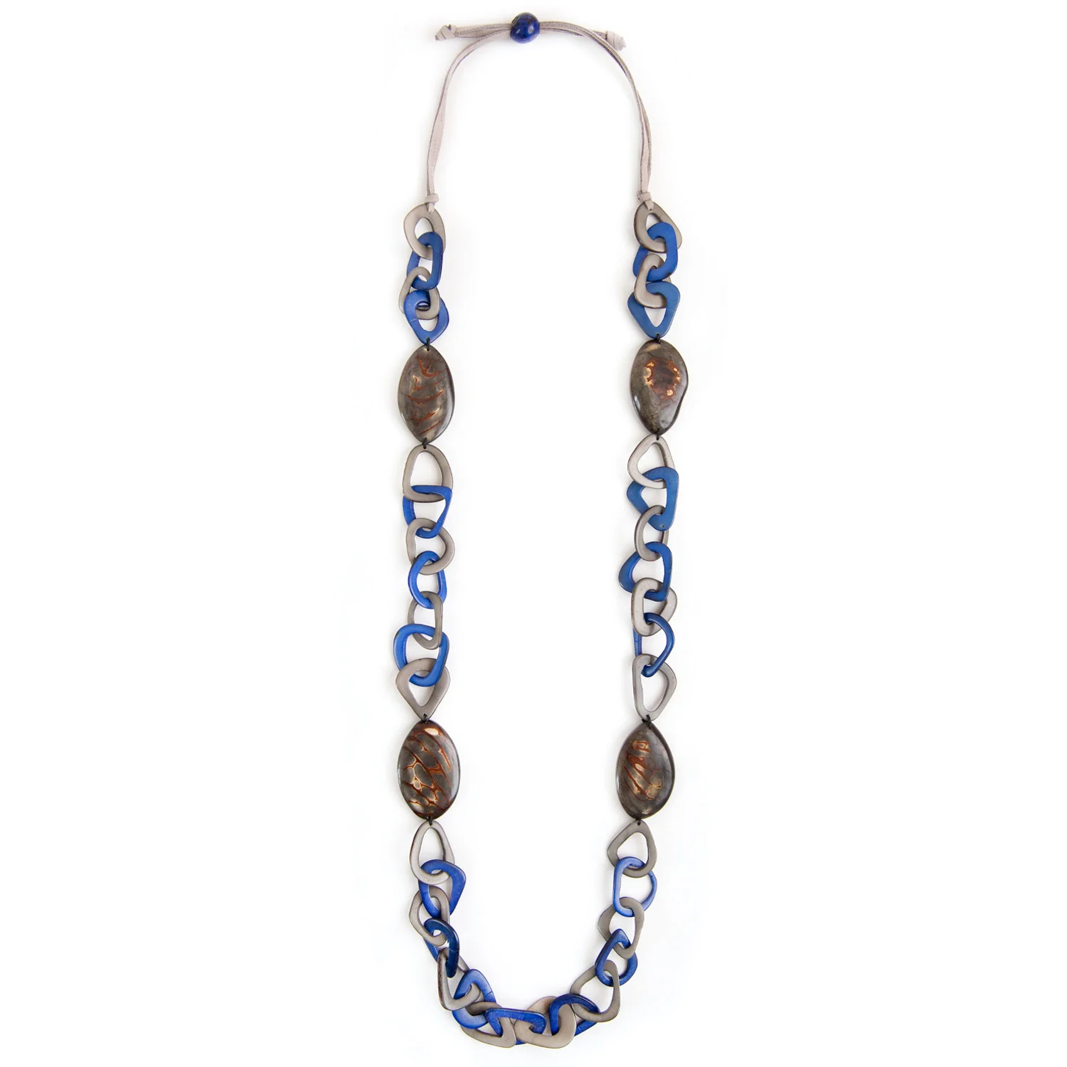 Tagua Nut Alidia Necklace - Royal Blue/ Charcoal