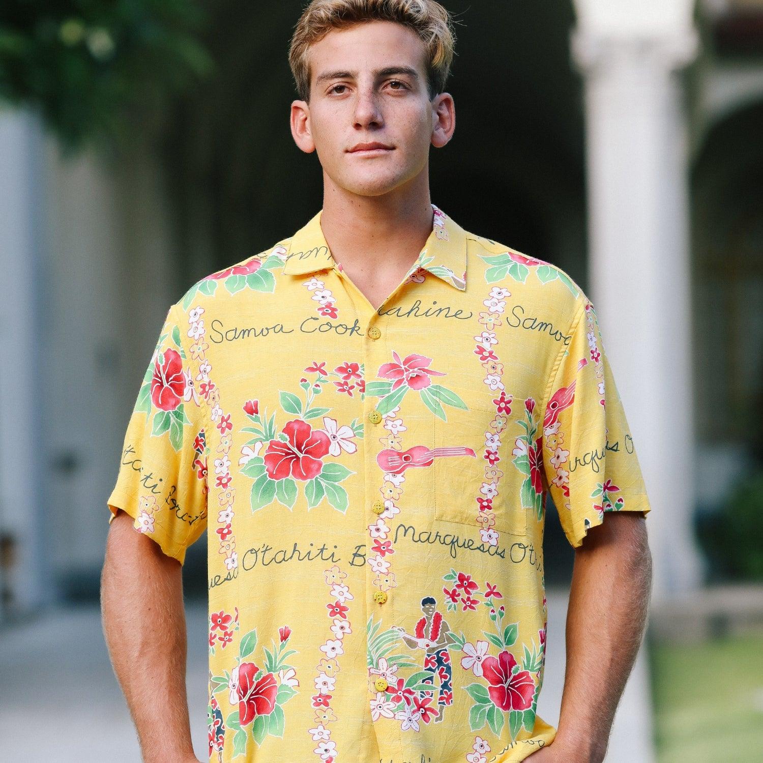 Chemise rétro pour homme - Island Yellow - jamsworld.com
