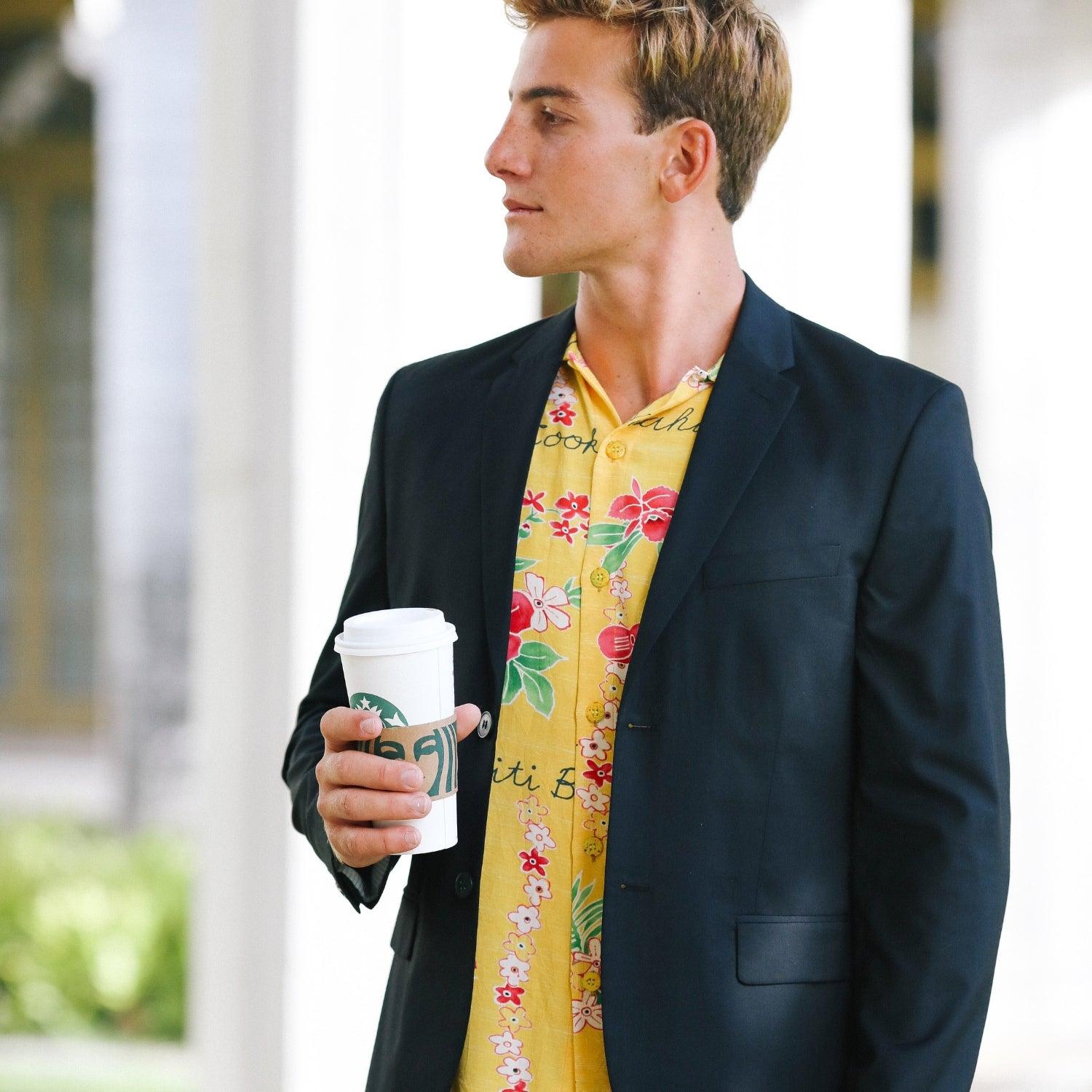 Chemise rétro pour homme - Island Yellow - jamsworld.com