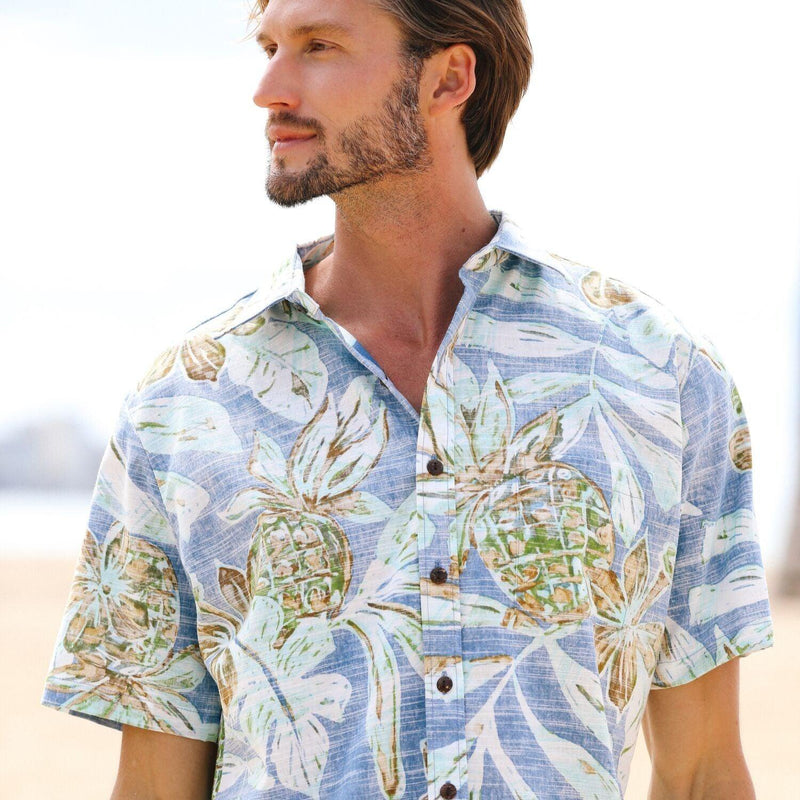 Chemise coupe moderne pour hommes de la collection Archival - Kawaiiki Blue Reverse - jamsworld.com