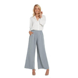 Solid Wide Leg Pants - Oyster - jamsworld.com
