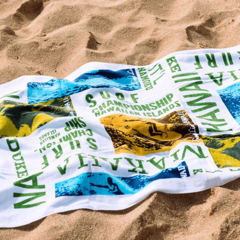 冲浪线夏威夷毛巾 - 冲浪比赛白色
