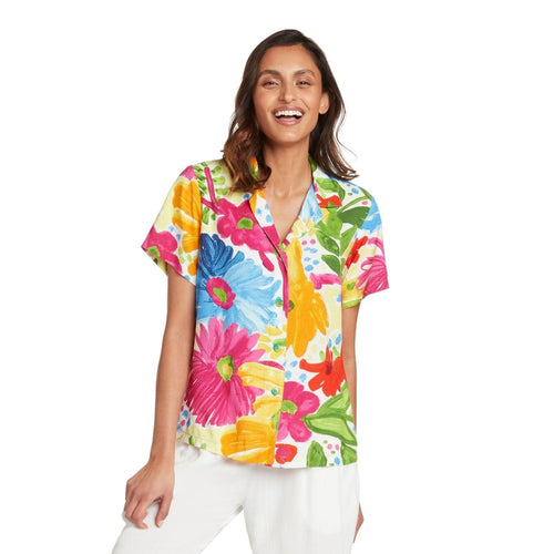 Print Top - Flower Party White - jamsworld.com