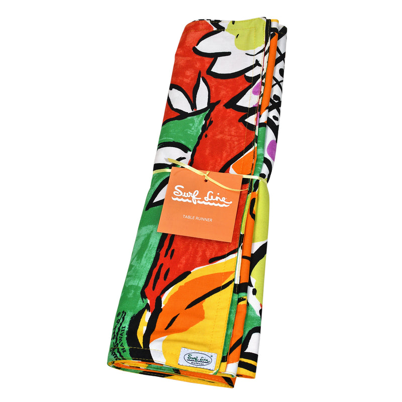 Surf Line Hawaii Reversible Table Runner - Jungle Paint Green