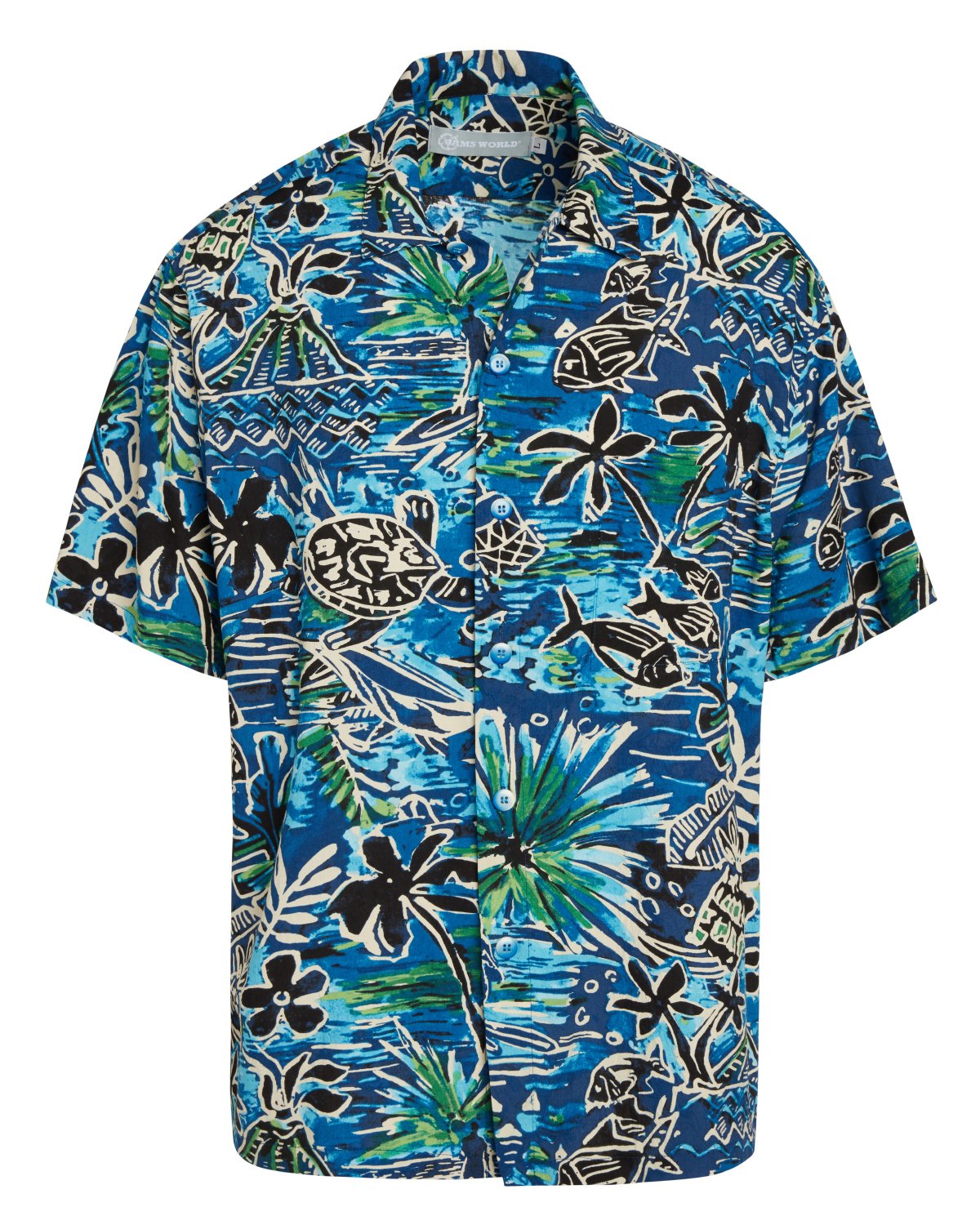 Chemise rétro pour homme - Bleu Honu Island - jamsworld.com