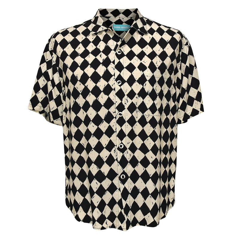 Rayon Classic Shirttail Hem - Folk Check Black