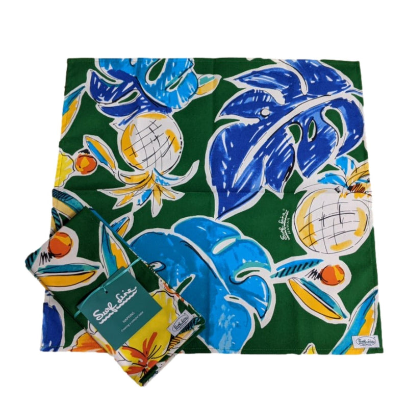 Serviette Hawaii Surf Line (Ensemble de 2) - Ananas Hibiscus Vert